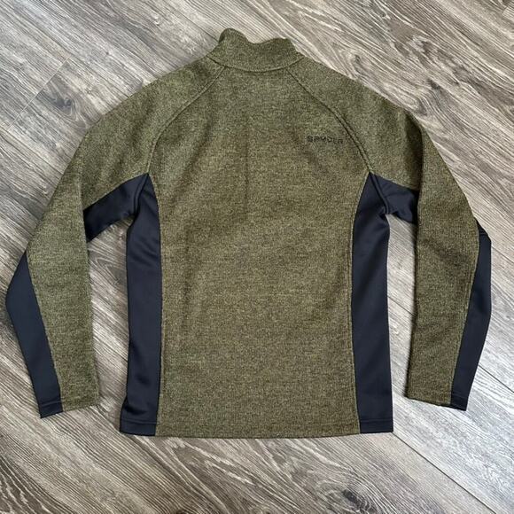 Spyder Men's Green 1/4 Zip Long Sleeve Thermal Waffle Ski Fleece Sweater M - Picture 7 of 7